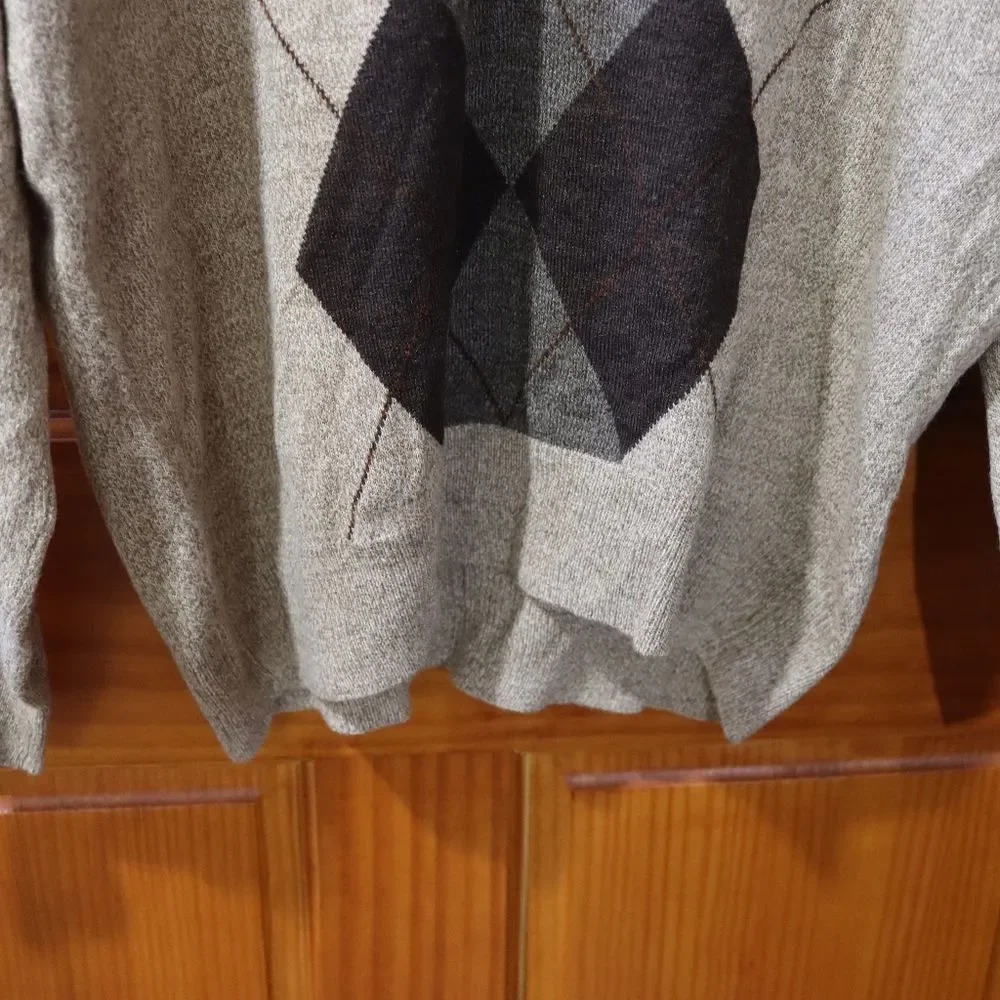 Dockers Gray Argyle Crewneck Sweater LG